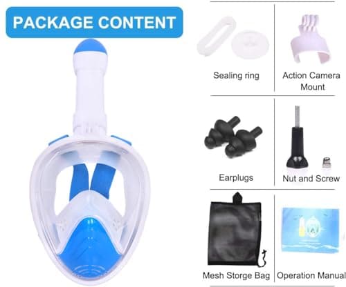 Snorkel Mask for Kids,Full Face Diving Mask Anti-Fog, Anti-Leak 180°view Design, Snorkeling Mask Set for Kids Girls Boys- Sports Camera Compatible(Blue XS) — view 6