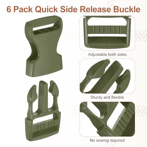 PATIKIL 6 Pcs 1" Quick Side Release Buckle Plastic Buckle Clip Dark Green — view 3
