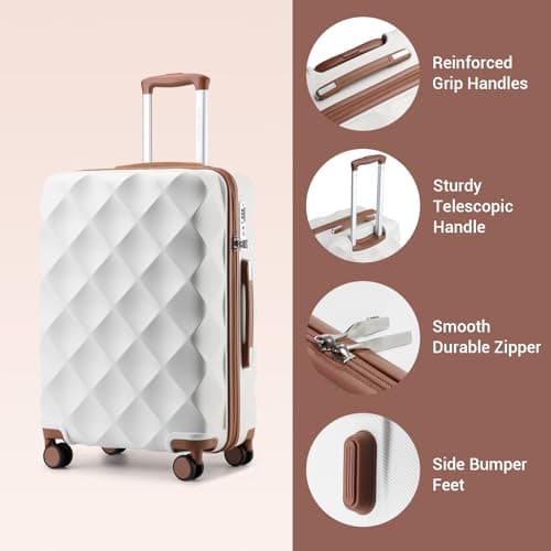 British Traveller Medium Suitcase, Lightweight Hard Shell Luggage — view 3