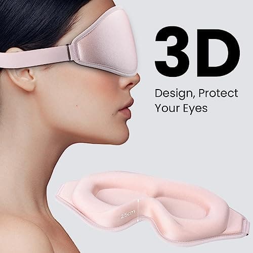 Sleep Eye Mask, 3D Contoured Sleep Mask Light Blocking Sleep Mask for Women and Men, Soft and Comfortable Night Eye Blinder, Suitable for Travel, Flight, Lunch Breaks, Sleeping, Meditation (Pink) — view 4