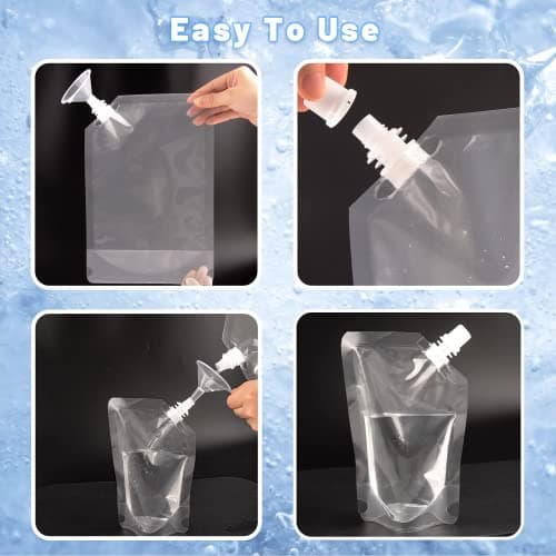 Yukiyi 20pcs 500ml Refillable Clear Drink Pouches for Festivals Essentials Festival Accessories Travel Plastic Drinks Juice Bags Drink Container Party Halloween Cold Beverage — view 2