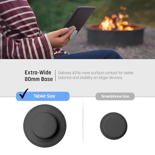 Encased Collapsible Silicone Grip Holder for Tablets and E-Readers - Case Compatible Stick-On Adhesive (Black) — view 4