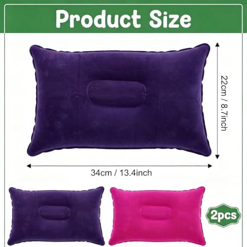 TAOYINGSHOP 2 Pcs Inflatable Camping Pillow – Compact Travel Pillow Blow Up for Adults & Kids, Neck Support for Flight, Beach, Hiking, Outdoor Sunbathing Holiday Adventures (30×20×7cm) — view 2