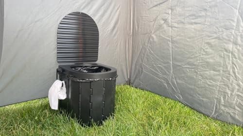 OLPRO Folding Camping Toilet with Storage Bag – Compact, Collapsible Design with Built-In Toilet Roll Holder. Ideal for Festivals, Travel, and Outdoor Camping. — view 2