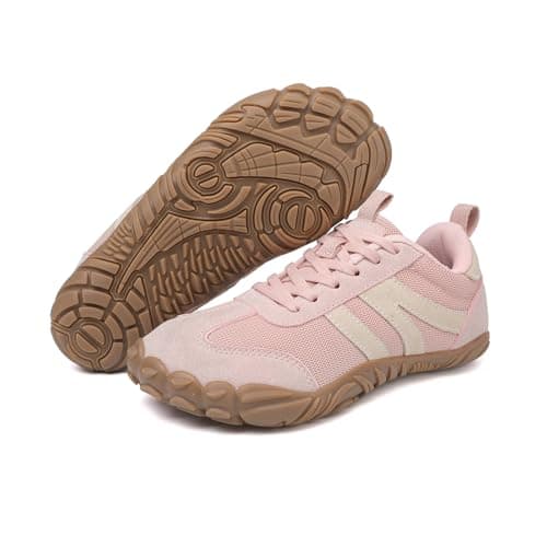 Barefoot Shoes Mens Womens Trail Running Shoes Outdoor Zero Drop Wide Toe Box Shoes Lightweight Walking Sneakers Non Slip Hike Footwear Minimalist Fitness Shoes，Pink，5UK