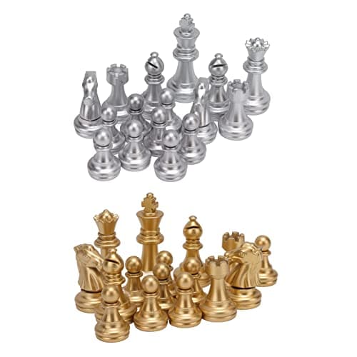 Vistreck 32 Pieces Chessmen Set - Gold & Silver Chess Pieces for Adults & Kids - 1.93in King Size - Great for Family & Travel — view 6