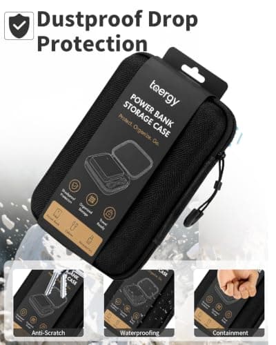 toergy Hard EVA Case for HELLEE 27000mAh 22.5W Power Bank(N18), Shockproof Protective Travel Carrying Bag,Mesh Pocket for Cables & Accessories (Case Only) — view 3