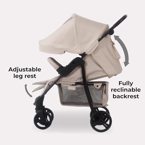 My Babiie MB30 Pushchair – from Birth to 4 Years (22kg), Easy Compact Fold, Large Shopping Basket, Adjustable Handle, Stroller Includes Cup Holder, Rain Cover – Oatmeal — view 5