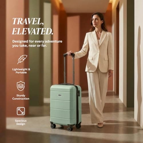 LUGG 20-Inch Jetset Lightweight Cabin Suitcase, ABS Hard Shell, Water-Resistant Carry-On Luggage, TSA-Approved Lock, 4 Spinner Wheels, 3-Step Telescopic Handle, EasyJet Overhead, 55 x 35 x 23 cm — view 2