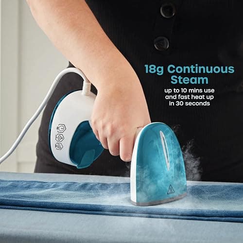 Swan SI12030N Foldable Garment Steamer with Removable Brush Attachments, Lightweight, 120ml Water Tank, 1470 Watts, White and Blue — view 5