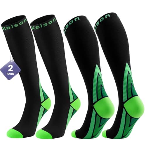 2 Pairs Compression Socks for Women and Men, 20-30 mmHg Flight Socks