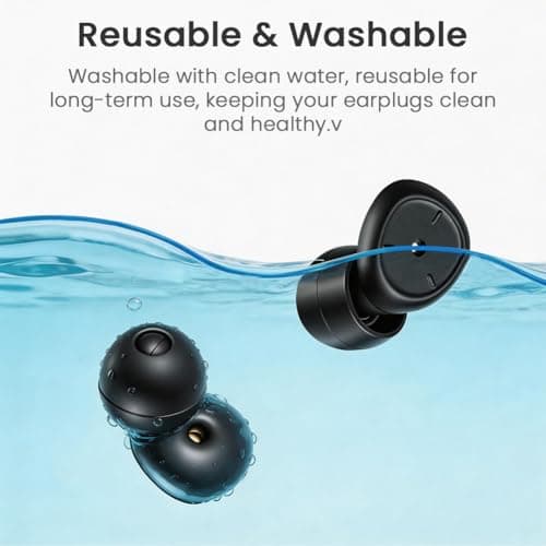 ABOHU Ear Plugs for Sleep, 50dB Noise Cancelling Hearing Protection Earplugs with 3 Tips in S/M/L, Ultra-Soft Reusable Silicone Noise-Reducing Earplugs for Sleep, Travel, Concerts & Work (Black) — view 6