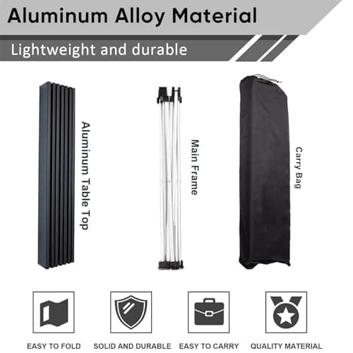 Camping Table, Portable Roll Up Folding Table, Compact Picnic Aluminum Table with Store Bag, 700g Easy to Carry Small Table, 30s Quick Assemble, Ideal for Outdoor Picnic Beach BBQ Hiking Fishing — view 6