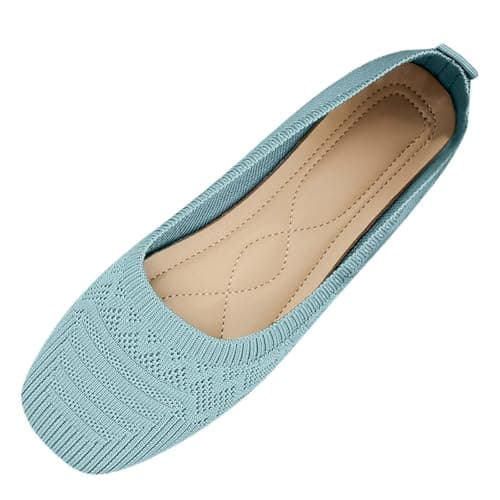 Womens Barefoot Wide Fit Knit Mesh Trainers Orthopedic Sneakers Slip on Running Shoes for Women Lightweight Wedge Barefoot Breathable Walking Shoes Comfortable Travel Footwear (b-Sky Blue, 6)