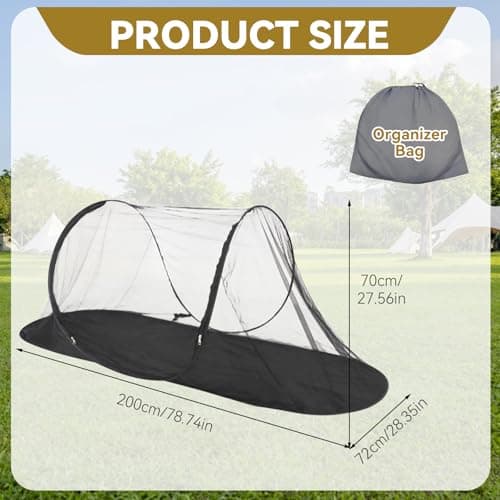 Mosquito Net Travel Foldable Pop-Up – Mosquito Net Bed 200x72x70cm Ultralight 360° Protection, 210D Oxford & Fiberglass | Camping, Travel, Indoor | Waterproof & Instant Use (Autumn Blue) (Black) — view 2