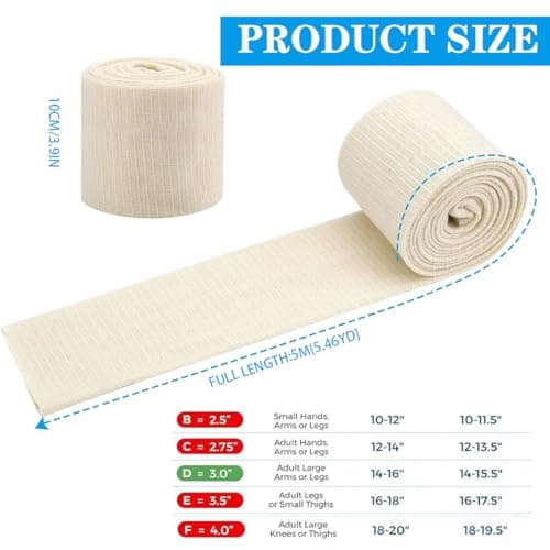 Tubular Elastic Support Bandage Size F Cotton Stockinette Cast Sleeve Roll for Knee, Arm, Leg, Wrist (3.9 Inch x 5.46 Yard) — view 2
