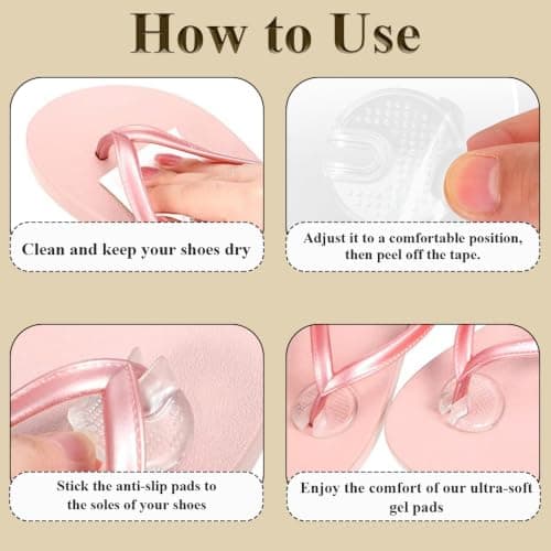 LBEWXAU 6 Pairs Flip Flop Cushion Pads, Toe Seam Guards Protectors Comfortable Forefoot Padding Inserts Anti-Slip and Reuse for Health and Household, Beach, Outdoors Travel(Transparent) — view 5