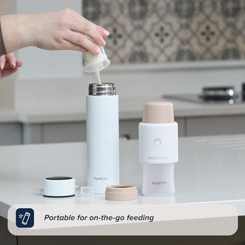 Nuby RapidCool Portable Baby Bottle Maker - Formula Feed in 2 Minutes | Ideal for Travel Bottles and Night Feeds | Includes Milk Powder Dispenser and Digital Lid | No Filter Needed (White) — view 5