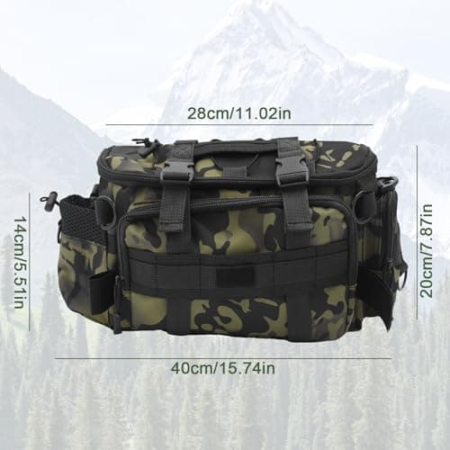 Auptiz Fishing Bag, Multi-Pockets Holdall Shoulder Waist Handbag, Holdall Camouflage-1 Outdoor Carryall Fishing Tackle Bags with Belt & Shoulder Strap for Outdoors Hiking Hunting Camping Travel — view 5