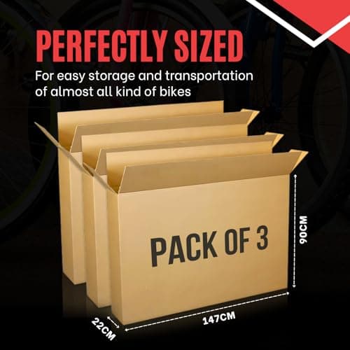 Large Double-Walled Bicycle Carboard Box | Strong Flat-Pack Packaging Box for Moving House | Artwork & Guitar Shipping Box with 2 Handles | Cardboard Bike Carton for Air Travel | Pack of 3 XXL — view 4