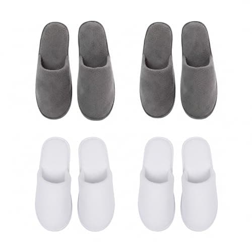 SimingZric Hotel Slippers - 4 Pairs Soft Coral Fleece Hotel Slippers Multipack, Cosy Guest Slippers, Premium Disposable Slippers For Guests for Home Spa Hotel Bathroom