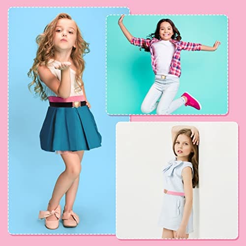 Firtink 3 Pack Girls Elastic Belts, Adjustable Kids Belt with Heart Buckle — view 5