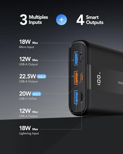 VRURC Power Bank 20000mAh Portable Charge Fast Charging USB C 22.5W — view 4