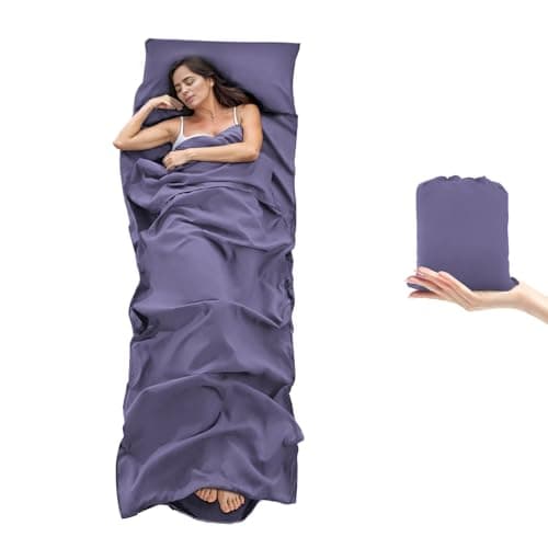 BREENHILL Sleeping Bag Liner, Camping Travel Sheet with Zip, Purple 80cm