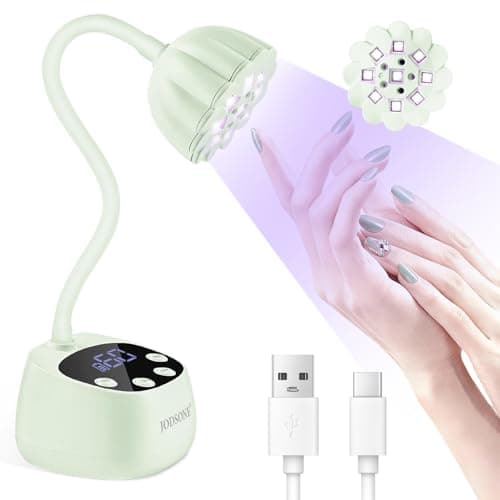 JODSONE Fast Curing U V Nail Lamp - Portable and Flexible Gooseneck Lamp with 360° Adjustable Design, Rechargeable LED Dryer for Gel Polish, Auto Sensor & 4 Timers, Home DIY Manicure Light Mint Green