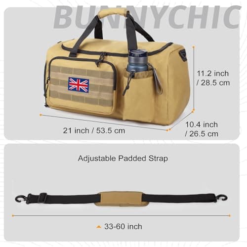 Bunnychic Tactical Gym Bag for Men, 40L Large Duffle Holdall Bag for Travel — view 4