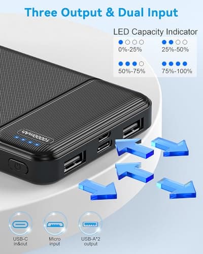 AsperX 2-Pack Power Bank Portable Charger Fast Charging 10000mAh — view 5