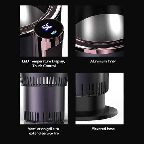 Alomejor Car Drink Cooler Warmer LCD Screen Display Temperature Car Cup Cooler Heater for Road Trip Aluminum (Purple) — view 3