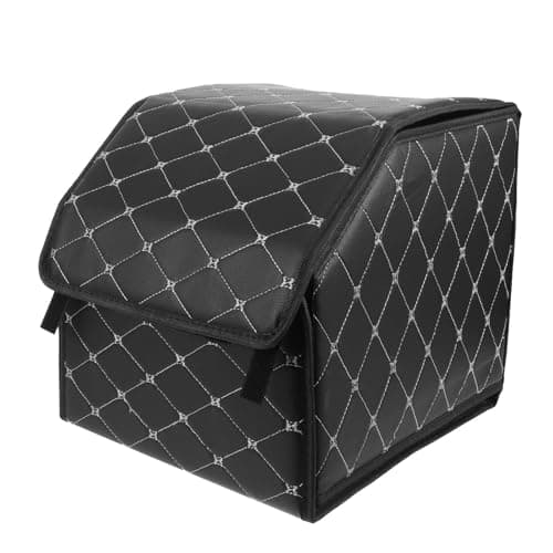 Balacoo Car Trunk Storage Organizer Leather Foldable Black Space-saving Storage Box for Camping and Travel