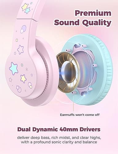 iClever HS19S Kids Headphones Wired 3.5mm, Childrens Headphones for Kids — view 4