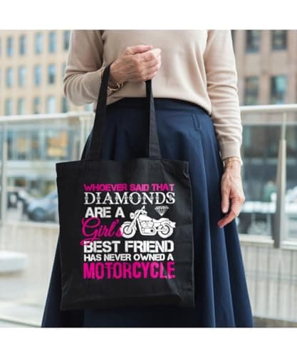 Hippowarehouse Whoever Said That Diamonds Are a Girl's Best Friend Has Never Owned a Motorcycle Motorbike Biker Tote Shopping Gym Beach Bag 42cm x38cm, 10 litres — view 2