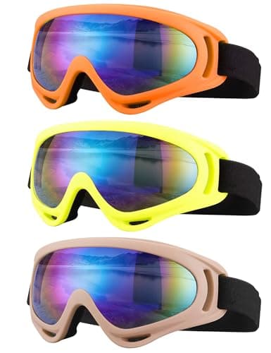 SixYard Ski Goggles, Motorcycle Goggles, 3 Pack Snowboard Snow Goggles for Men Women Adult Youth (Style 6)