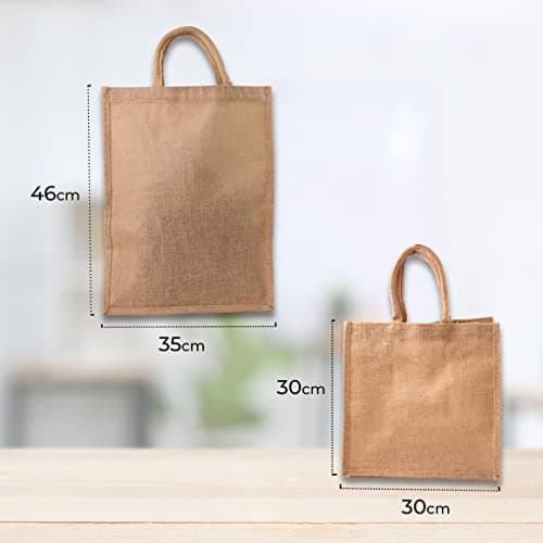 DIVCHI Eco-friendly 10 Pack Jute Shopper Bags with Handles - Reusable Tote Shopping & Storage Handbag Carrier for Picnic, Shopping, Beach & Gifts (46cm x 35cm x 18cm) — view 5