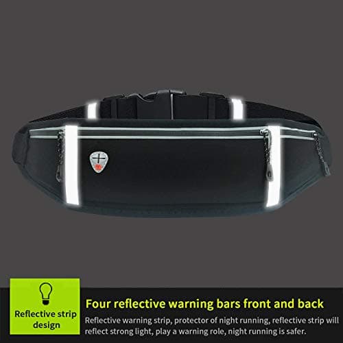GORWRICH Running Belt with Waterproof Adjustable Elastic Strap, Sweatproof waistpacks with Large Capacity, Perfect for Running and Outdoor Activities (Full Black) — view 4