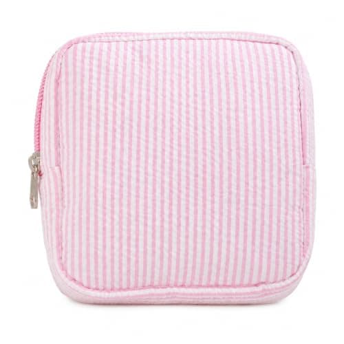 VIZIVOLT Pink Striped Period Bag, Portable Sanitary Pad Storage Bag, Reusable Period Bags for Teenage Girls Women Tampons Holder for Purse, Lightweight Breathable Sanitary Bags