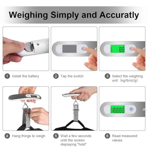 Flintronic 1PC Luggage Scales, Portable Digital Suitcase, Electronic Luggage Scale Hanging with Backlit & Tare Function, Weight Scale Lightweight for Travel Shopping Luggage Bag-Battery Included — view 4