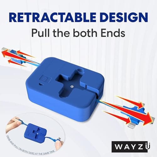Wayzu® 3-in-1 Retractable Charging Cable with Phone Stand – Fast Multi USB Charger Lead for iPhone, USB-C & Micro USB, Tangle-Free Travel Cable, Compact Universal Charging Cord for Home, Car & Travel — view 2
