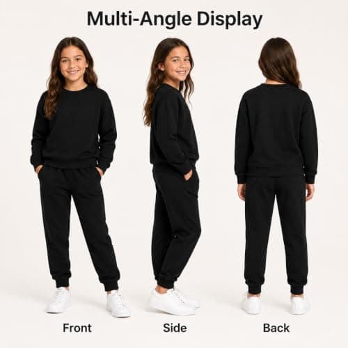 Girls Clothing Set, Crewneck Sweatshirt and Jogger Pants Matching Outfit — view 5