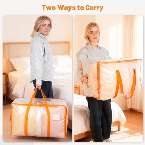Dntorx 4 Pack 105L Moving Bags Clothes Storage Bags Drom Packing Box, Orange — view 6