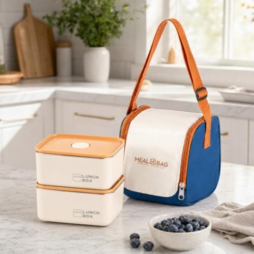 BREEZENEST Stainless Steel Lunch Box Set 2 Bento Food Containers with Lids Leak Proof Insulated Lunch Bag Reusable Stackable Meal Prep Container for Work Travel Picnic Lunch Storage Solution — view 3