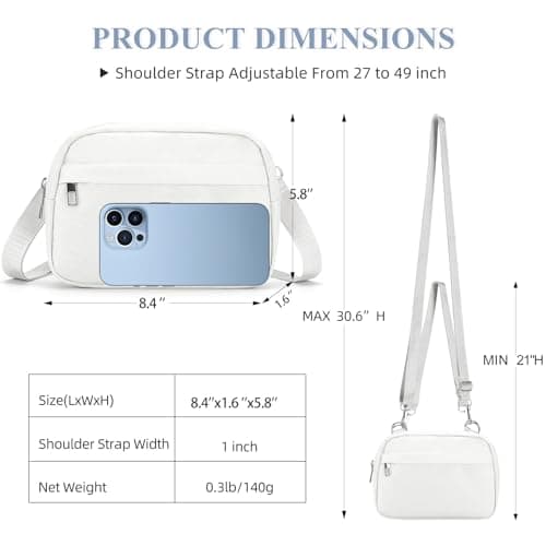 MAXTOP Small Crossbody Bags for Women with Detachable Strap Cross Body Bag Fanny Pack Cell Phone Purse for Travel Essentials Gift for The Bride（Pure White） — view 5