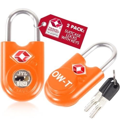 OW-Travel Suitcase Locks with Keys, TSA Approved Luggage Padlocks, Orange 2