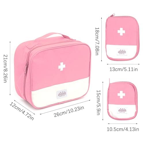 Bncxdc 3 Pieces First Aid Bag Empty, Medicine Travel Storage Bag (Pink) — view 2