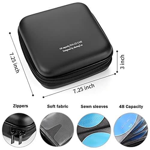 LIOVODE DVD Case, 48 Capacity EVA CD Case Holder Organizer Wallet for Car — view 3