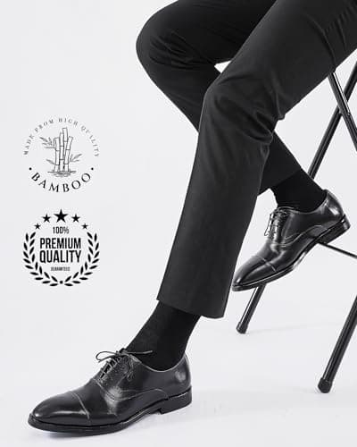 Niorasen 6 Pairs Bamboo Mens Socks, Comfortable Soft Top Crew Socks, Breathable Smart Classic Dress Sock with Gift Box for Everyday Business Casual multicolor 9-12 — view 6