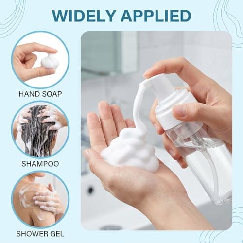 4 PCS Foam Pump Bottle Dispenser – 50ml Travel Size Refillable Foaming Soap Dispenser for Hand Soap, Facial Cleanser, Shower Gel, Shampoo & Skin Care (Transparent) — view 5
